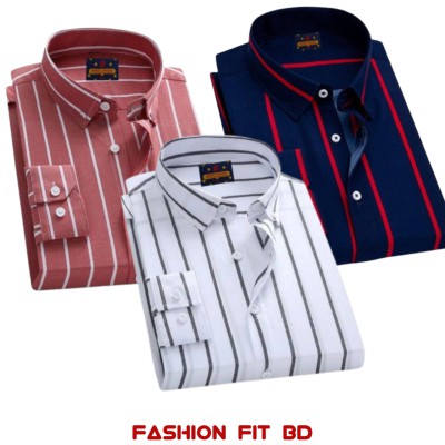 Premium Quality Full Sleev Steep Shirt 3pcs