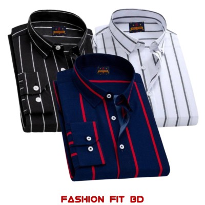 Premium Quality Full Sleev Steep Shirt 3pcs