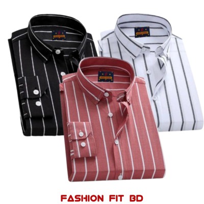 Premium Quality Full Sleev Steep Shirt 3pcs